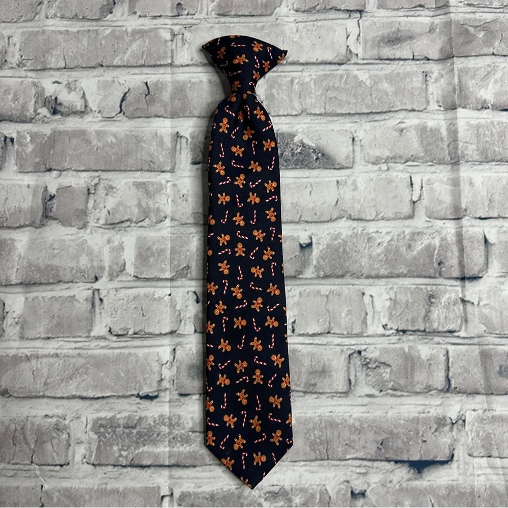 Wembley Boys Navy Gingerbread & Candy cane Clip On Tie ONE SIZE (RN 43170)